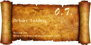 Orbán Tétény névjegykártya